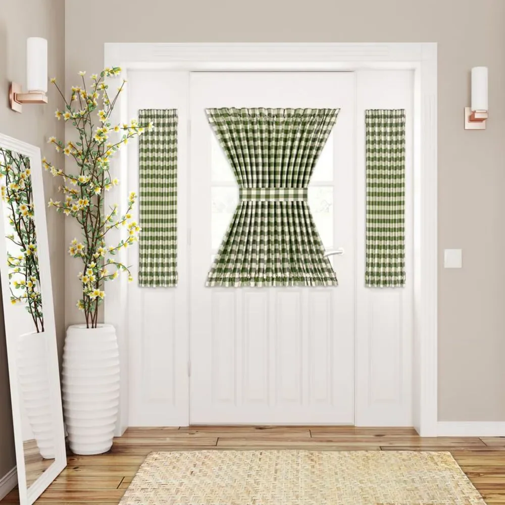 PowerSellerUSA French Door Curtain, Elegant Buffalo Plaid Curtains for Front